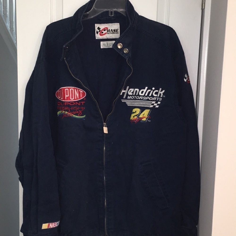 Retro NASCAR Jeff Gordon 24 DuPont racing team jacket mens vintage heavy cotton